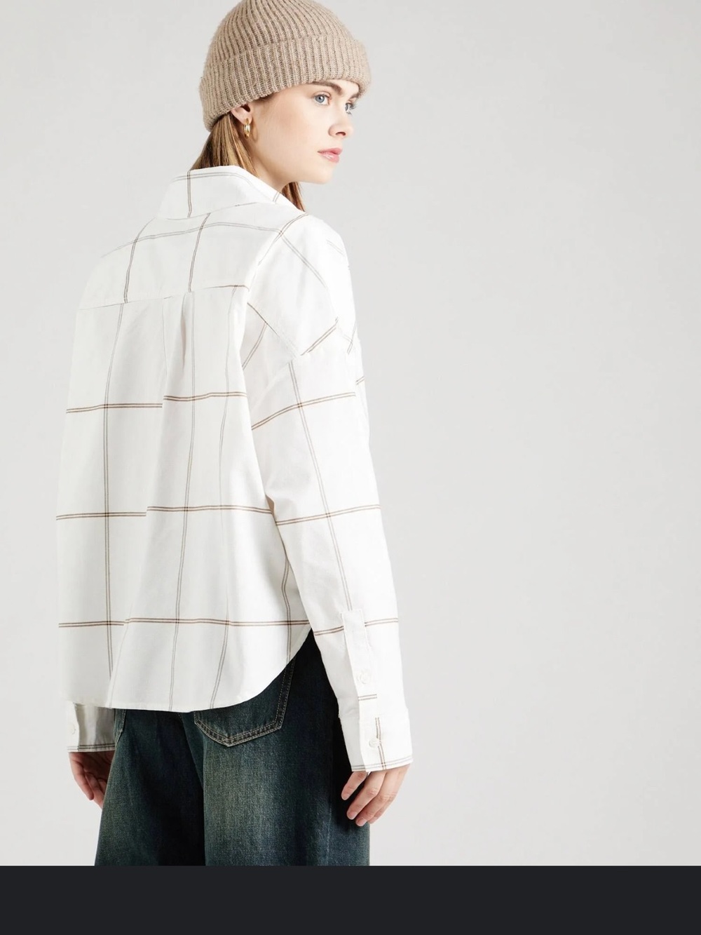 Vans White Button-Down Shirt with Tan Windowpane
